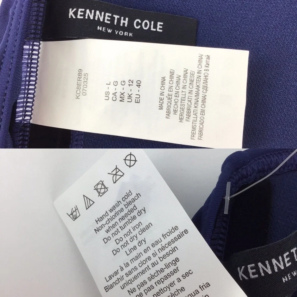 NWT Kenneth Cole Navy High Neck Bikini Top l Large